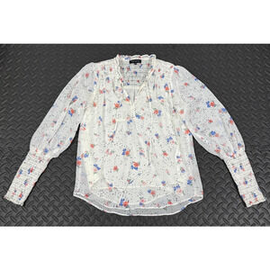 State White Floral Bloss Women's XXS RN#51323 100% Polyester Long Sleeved